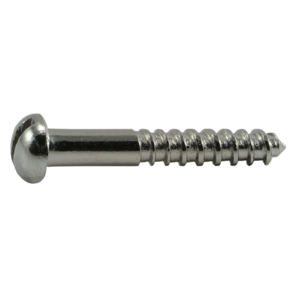 Midwest Fastener Wood Screw, #4, 3/4 in, Chrome Steel Round Head Slotted Drive, 60 PK 62183 - main